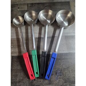 Stainless Steel Solid Portion Control Ladles 4 Serving  Spoons 2, 4, 6 ,8 Oz